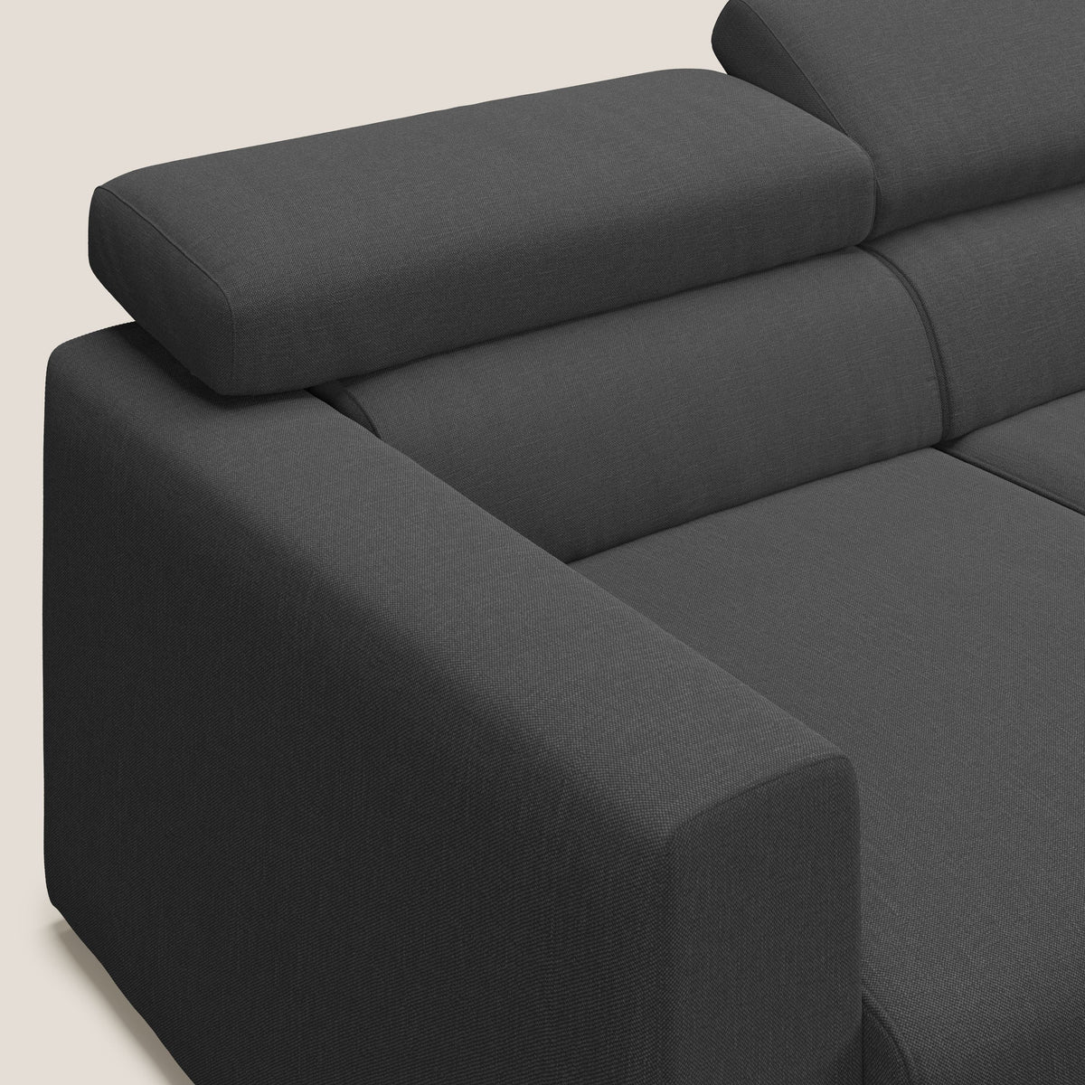 Dylan divano angolare con pouf estraibile poggiapiedi in tessuto simil cotone impermeabile T13 antracite - divitt.sbs
