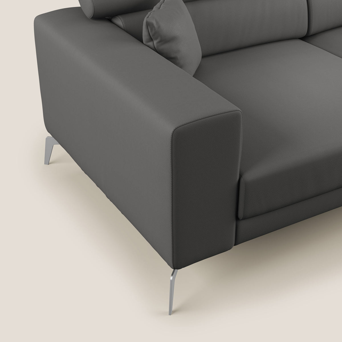 Blade Divano moderno con poggiatesta reclinabili in Ecopelle T04 antracite - divitt.sbs