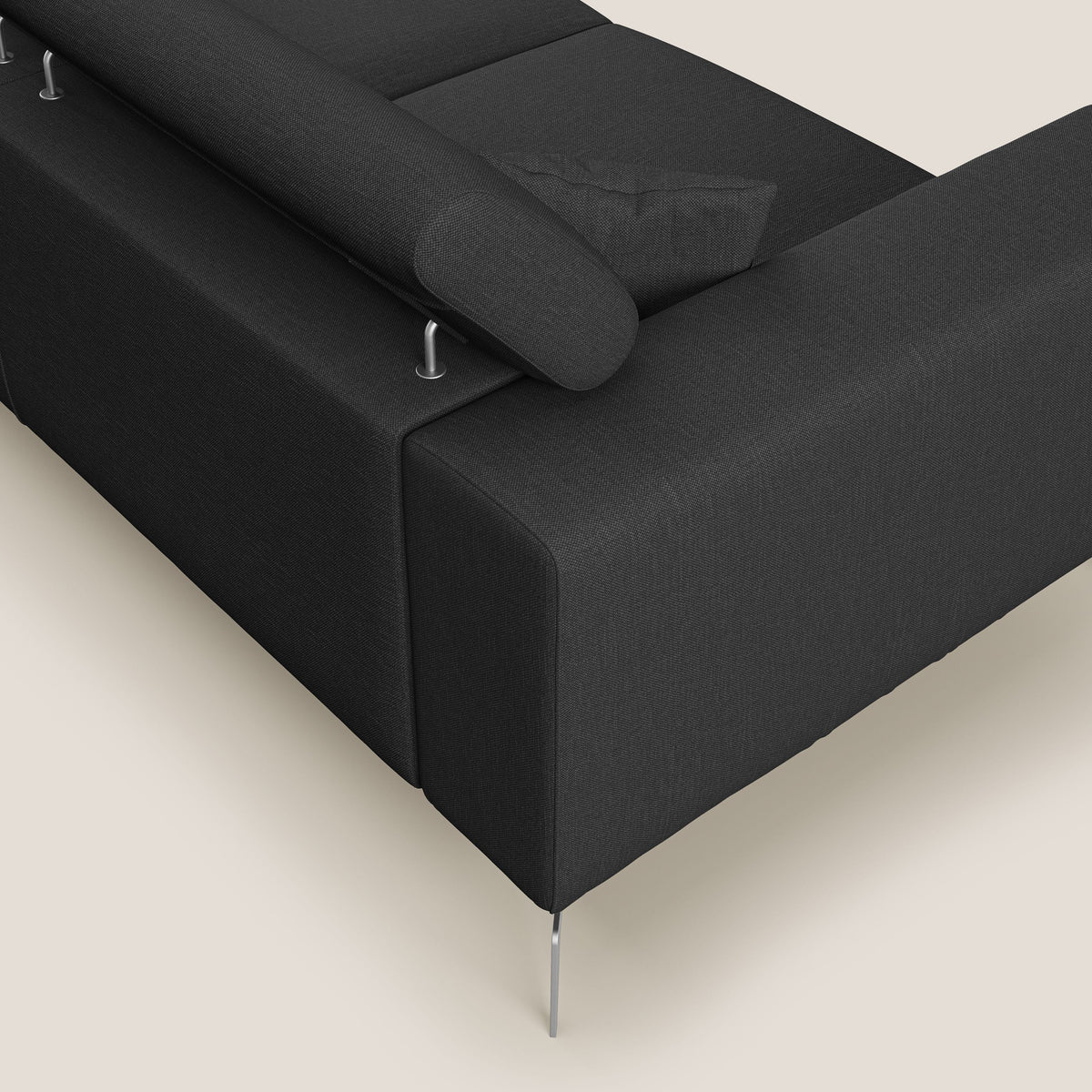 Blade Divano con poggiatesta reclinabili in tessuto impermeabile misto cotone T13 antracite - divitt.sbs