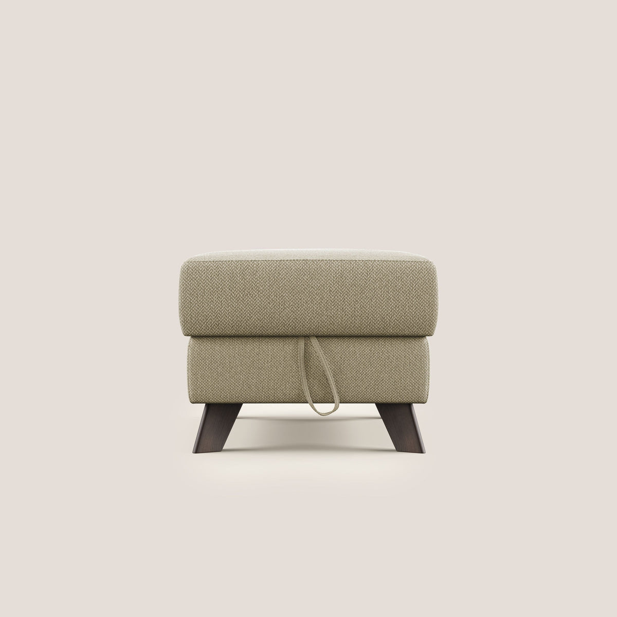 Moon Pouf contenitore e piedini alti in tessuto smacchiabile con acqua T05 cammello - divitt.sbs