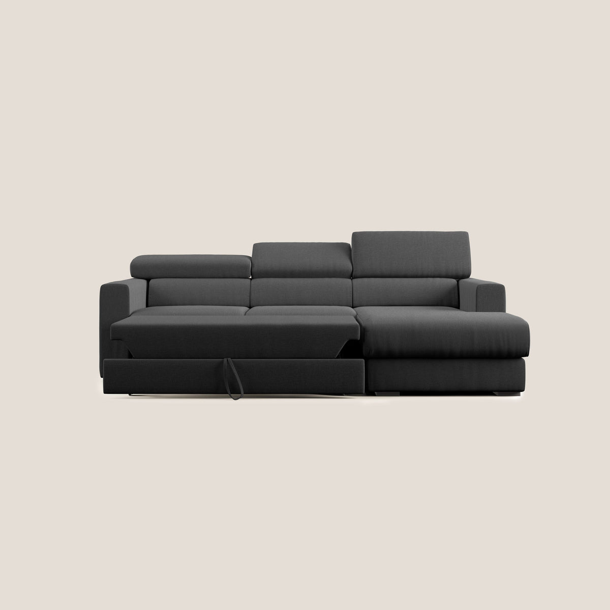 Dylan divano angolare con pouf estraibile poggiapiedi in tessuto simil cotone impermeabile T13 antracite - divitt.sbs