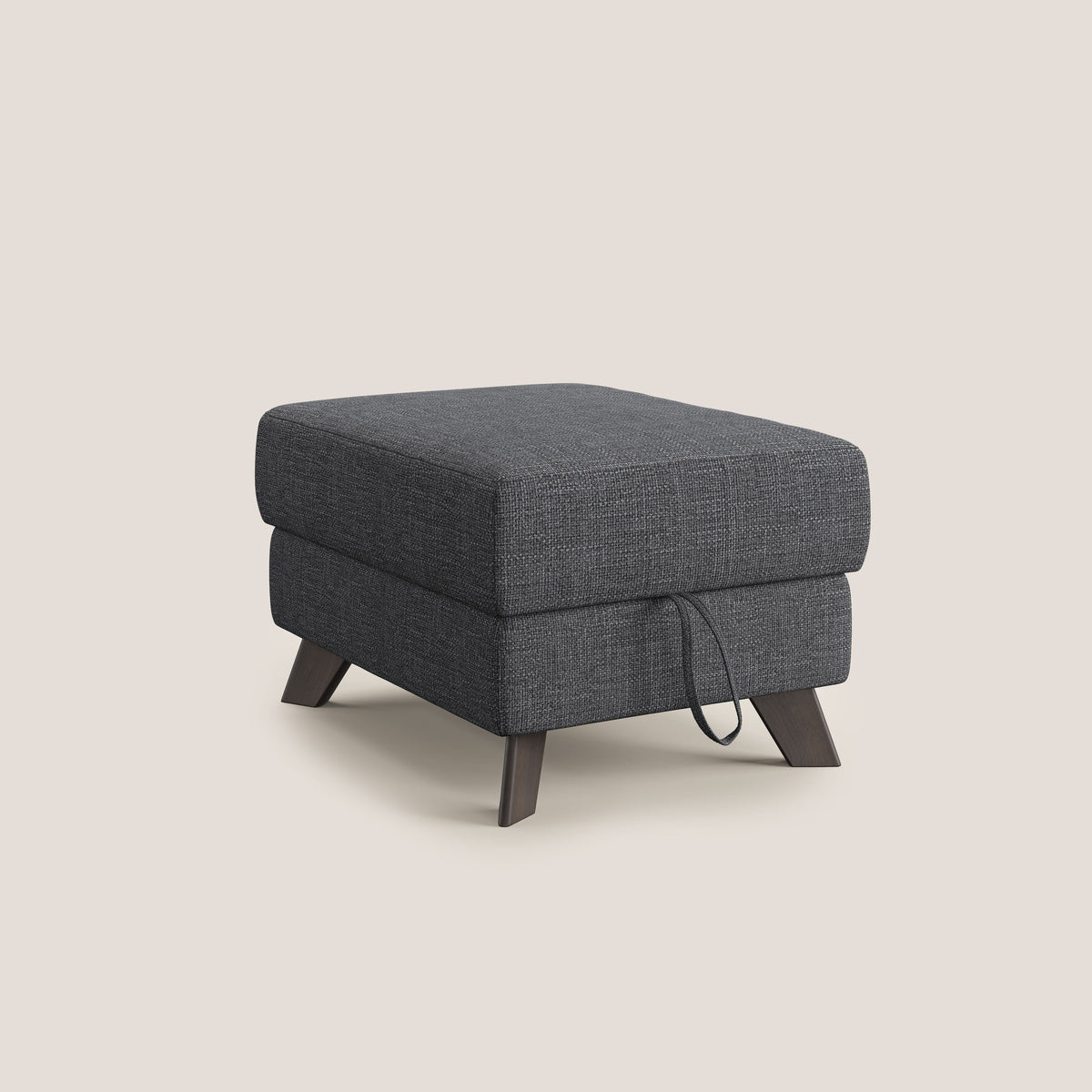 Moon Pouf contenitore e piedini alti in tessuto morbido ad intreccio soft-touch impermeabile T06 antracite - divitt.sbs