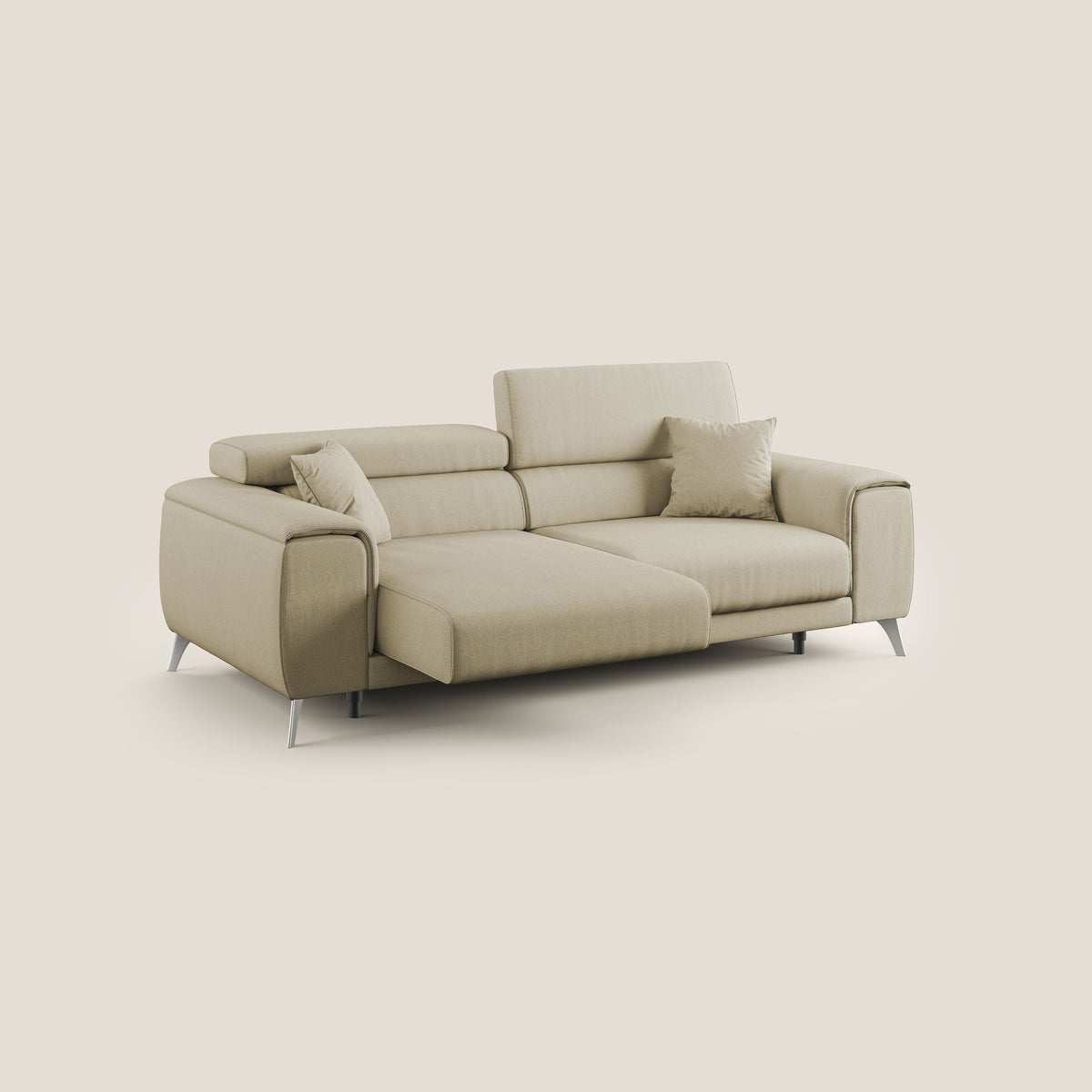 Fusion divano con sedute allungabili in tessuto smacchiabile T05 cammello - divitt.sbs
