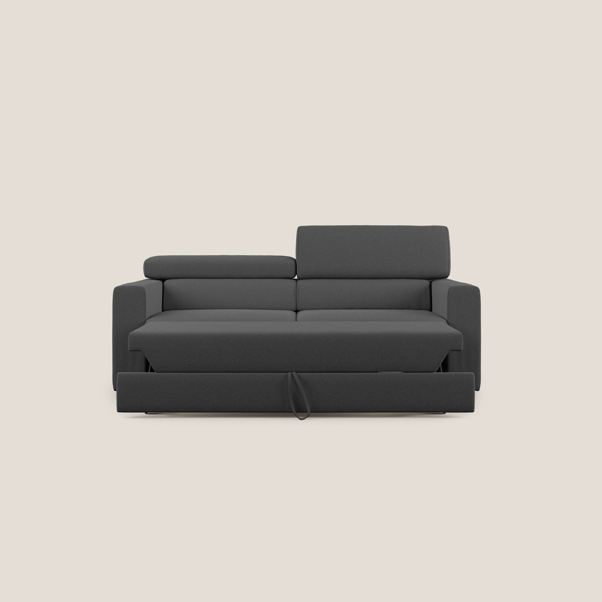 Dylan divano allungabile con pouf estraibile poggiapiedi in tessuto simil cotone impermeabile T13 antracite - divitt.sbs