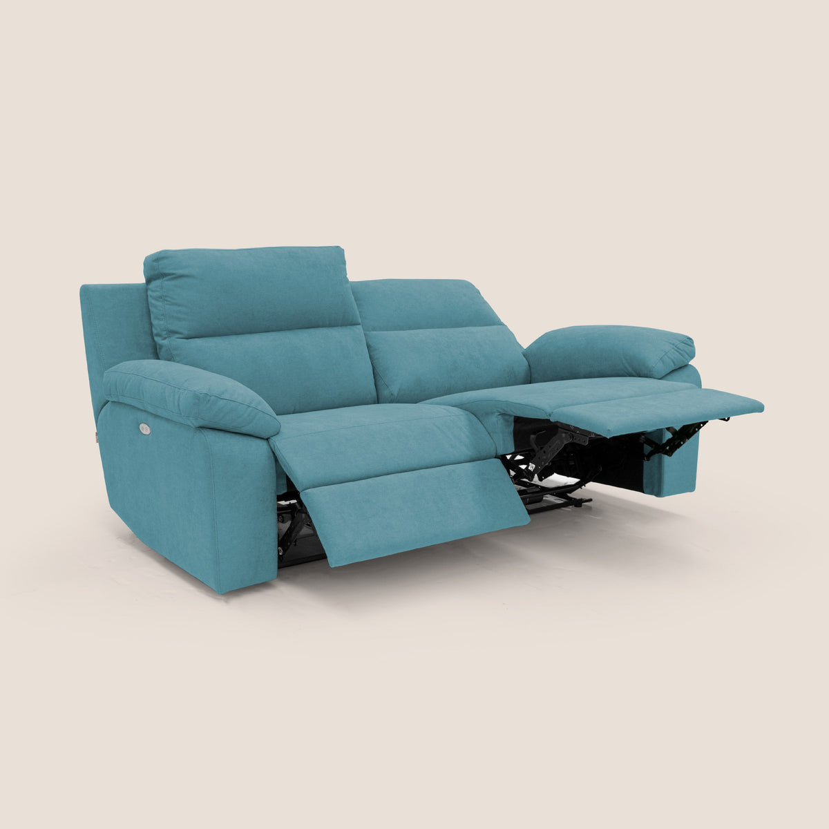 Romeo Divano relax con recliner elettrico in morbido tessuto impermeabile T02 azzurro - divitt.sbs