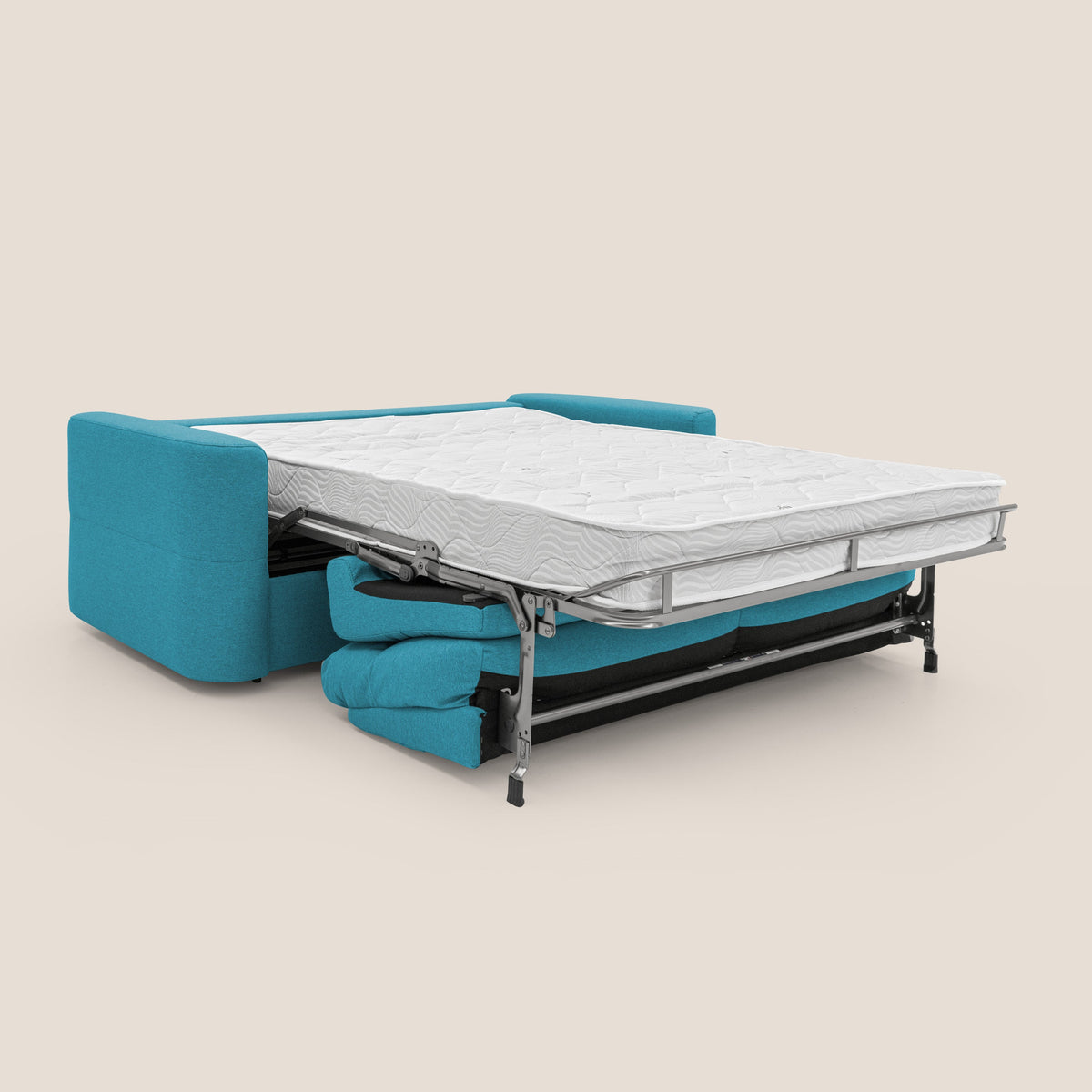 Cupido Divano letto materasso H18 cm e schienale alto in tessuto impermeabile simil cotone T13 azzurro - divitt.sbs