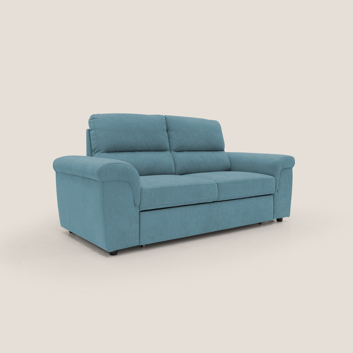 Minerva divano con pouf estraibile poggiapiedi in tessuto morbido impermeabile T02 azzurro - divitt.sbs