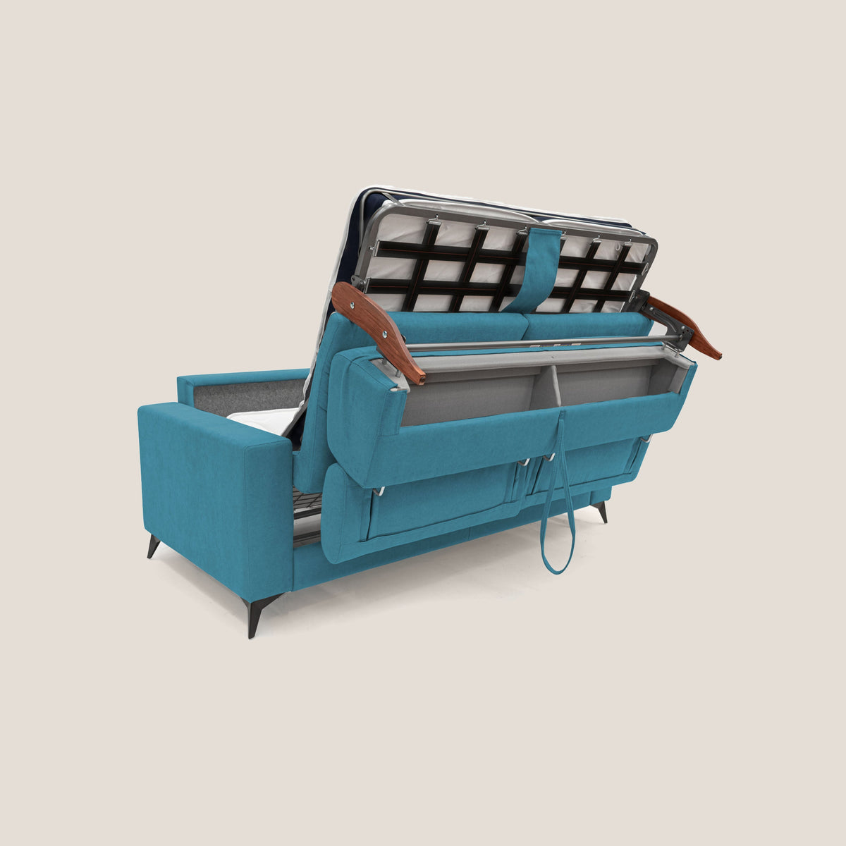 Pegaso divano letto con poggiatesta reclinabili e rivestimento T02 azzurro - divitt.sbs