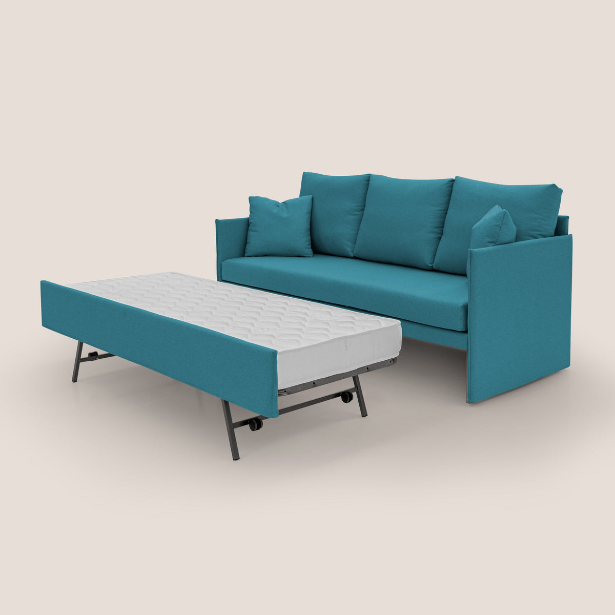 Brera Divano duplex con doppio letto in tessuto simil cotone impermeabile T13 azzurro - divitt.sbs