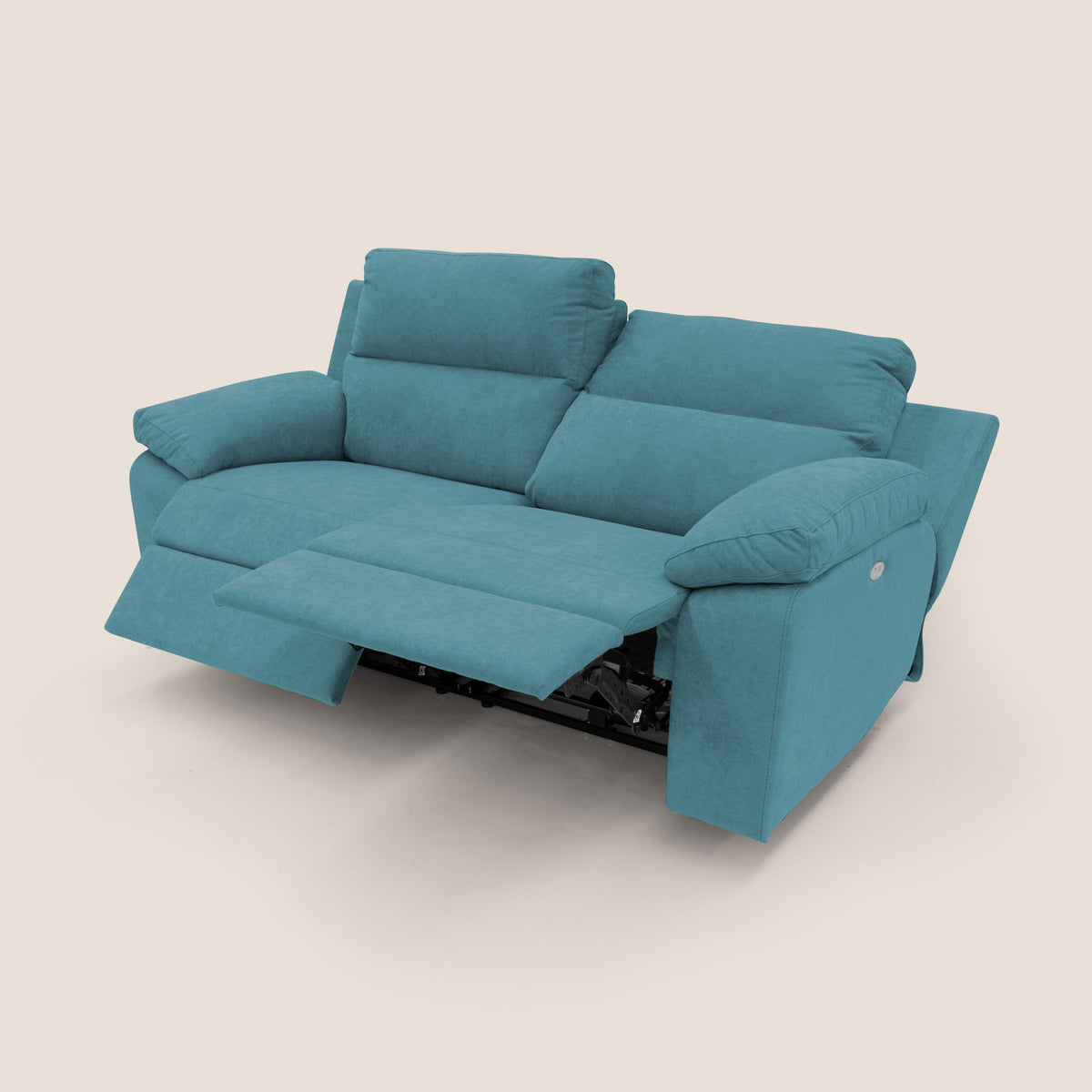 Romeo Divano relax con recliner elettrico in morbido tessuto impermeabile T02 azzurro - divitt.sbs
