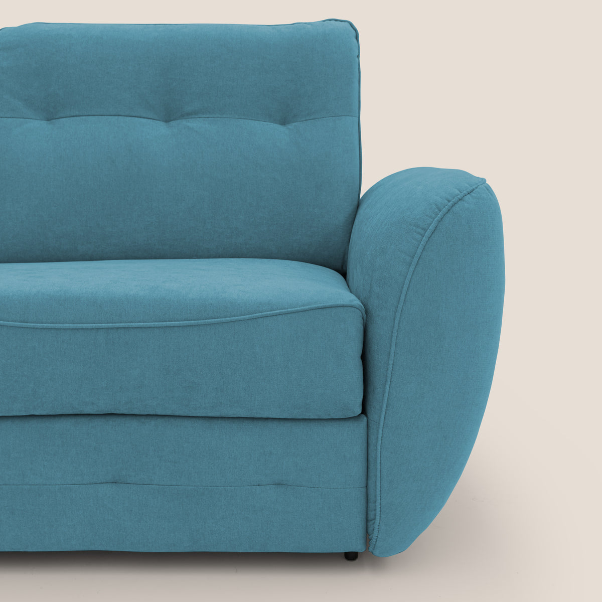 Zeus divano letto angolare con materasso H18 cm pouf mobile in tessuto impermeabile T02 azzurro - divitt.sbs