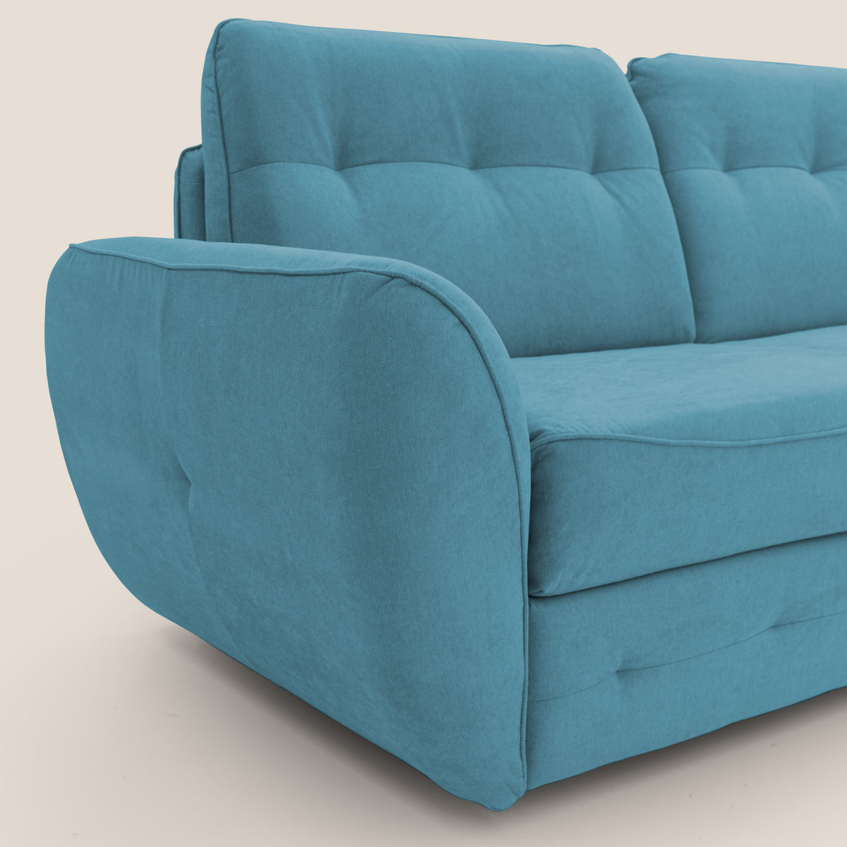 Zeus Divano letto scandinavo con schienale alto in tessuto impermeabile T02 azzurro - divitt.sbs