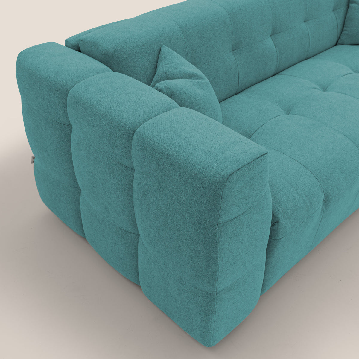 Tender Divano letto matrimoniale dal design innovativo in tessuto bouclet impermeabile T07 azzurro - divitt.sbs