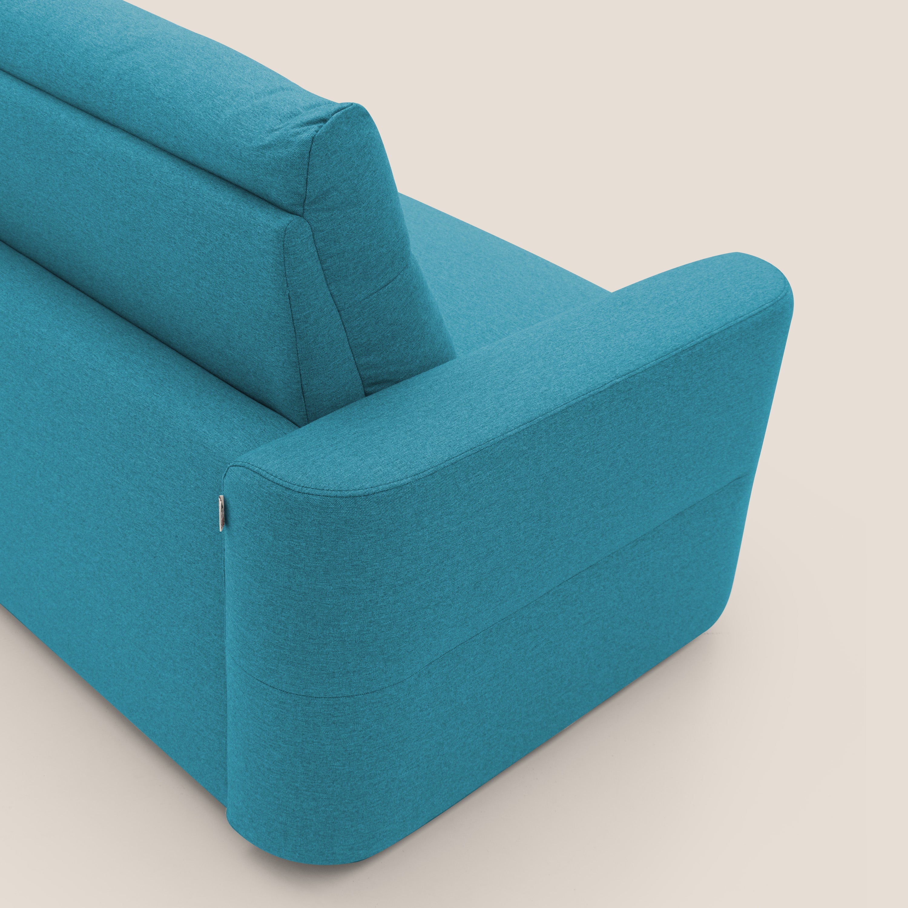 Cupido Divano letto materasso H18 cm e schienale alto in tessuto impermeabile simil cotone T13 azzurro - divitt.sbs
