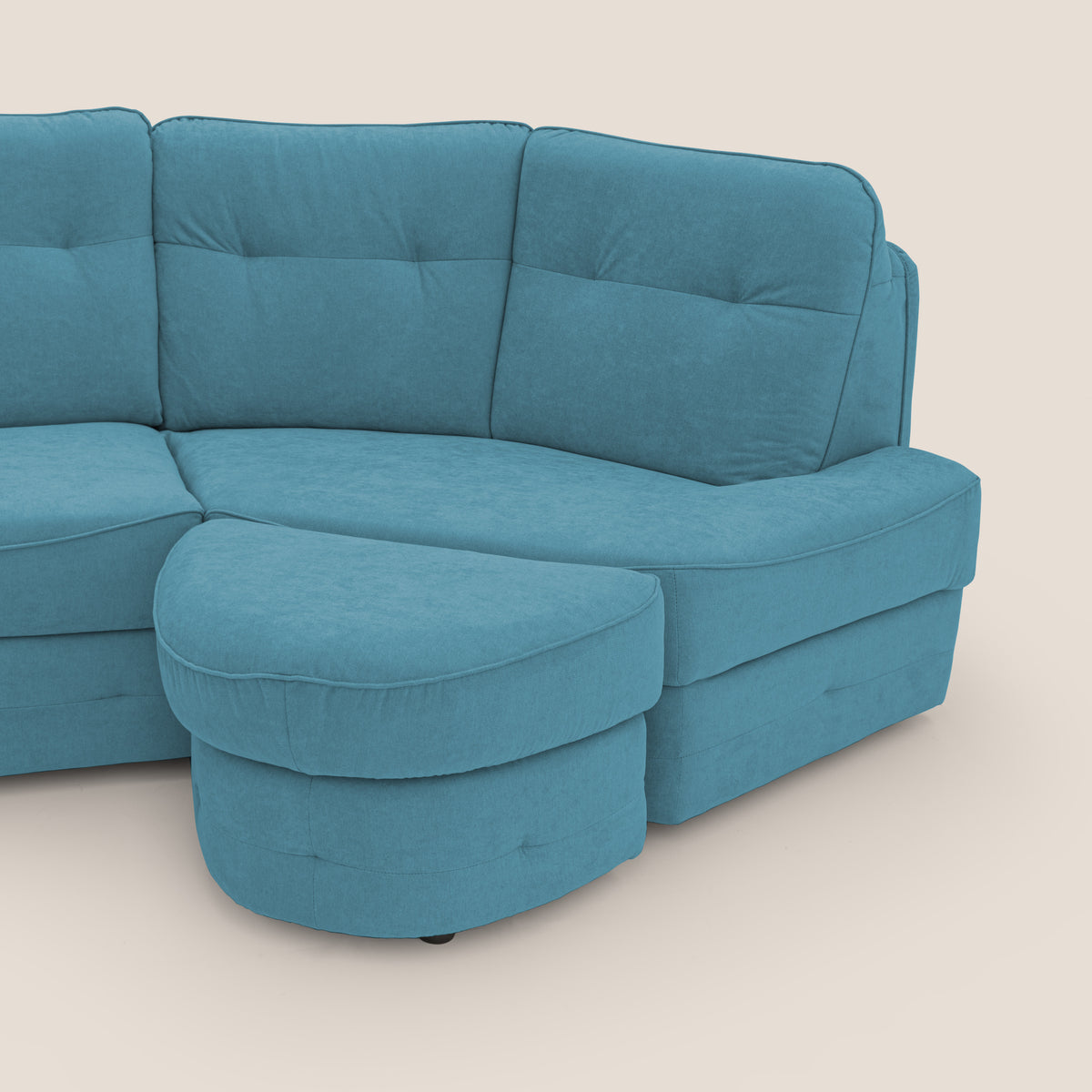 Zeus divano letto angolare con materasso H18 cm pouf mobile in tessuto impermeabile T02 azzurro - divitt.sbs