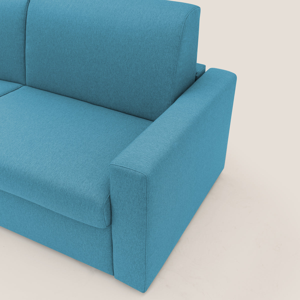 Kansas Divano letto matrimoniale alto 20 cm in tessuto impermeabile misto cotone T13 azzurro - divitt.sbs