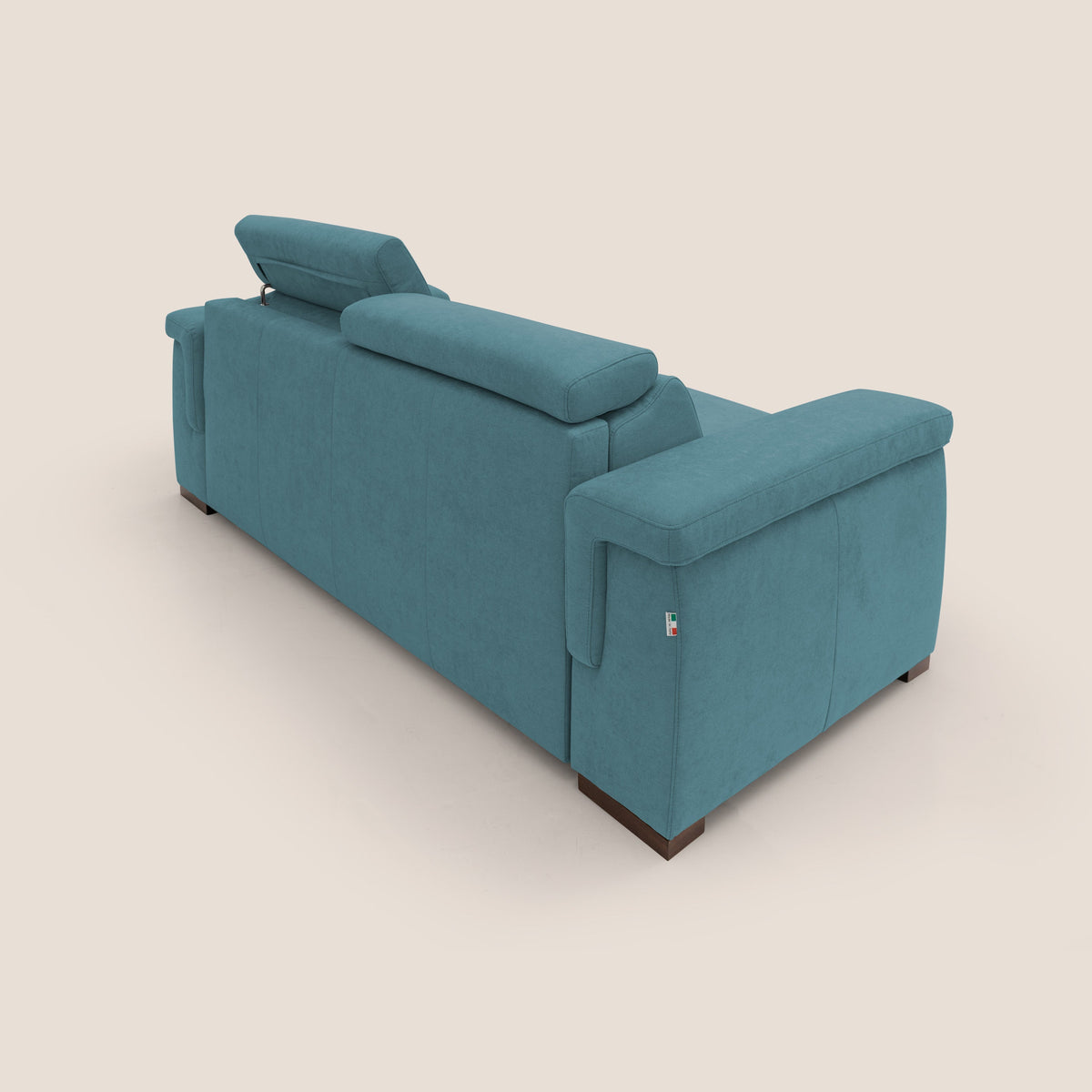 Giunone divano letto con materasso alto 18 cm e poggiatesta reclinabili in tessuto impermeabile T02 azzurro - divitt.sbs