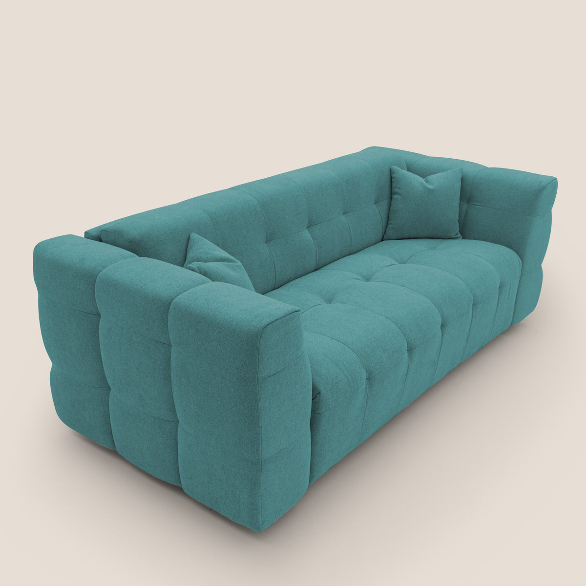 Tender Divano letto matrimoniale dal design innovativo in tessuto bouclet impermeabile T07 azzurro - divitt.sbs