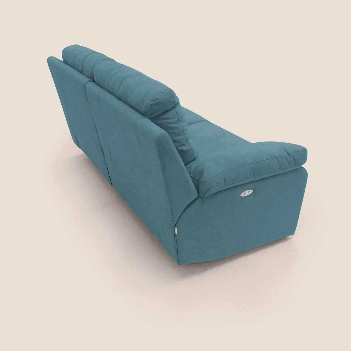 Romeo Divano relax con recliner elettrico in morbido tessuto impermeabile T02 azzurro - divitt.sbs