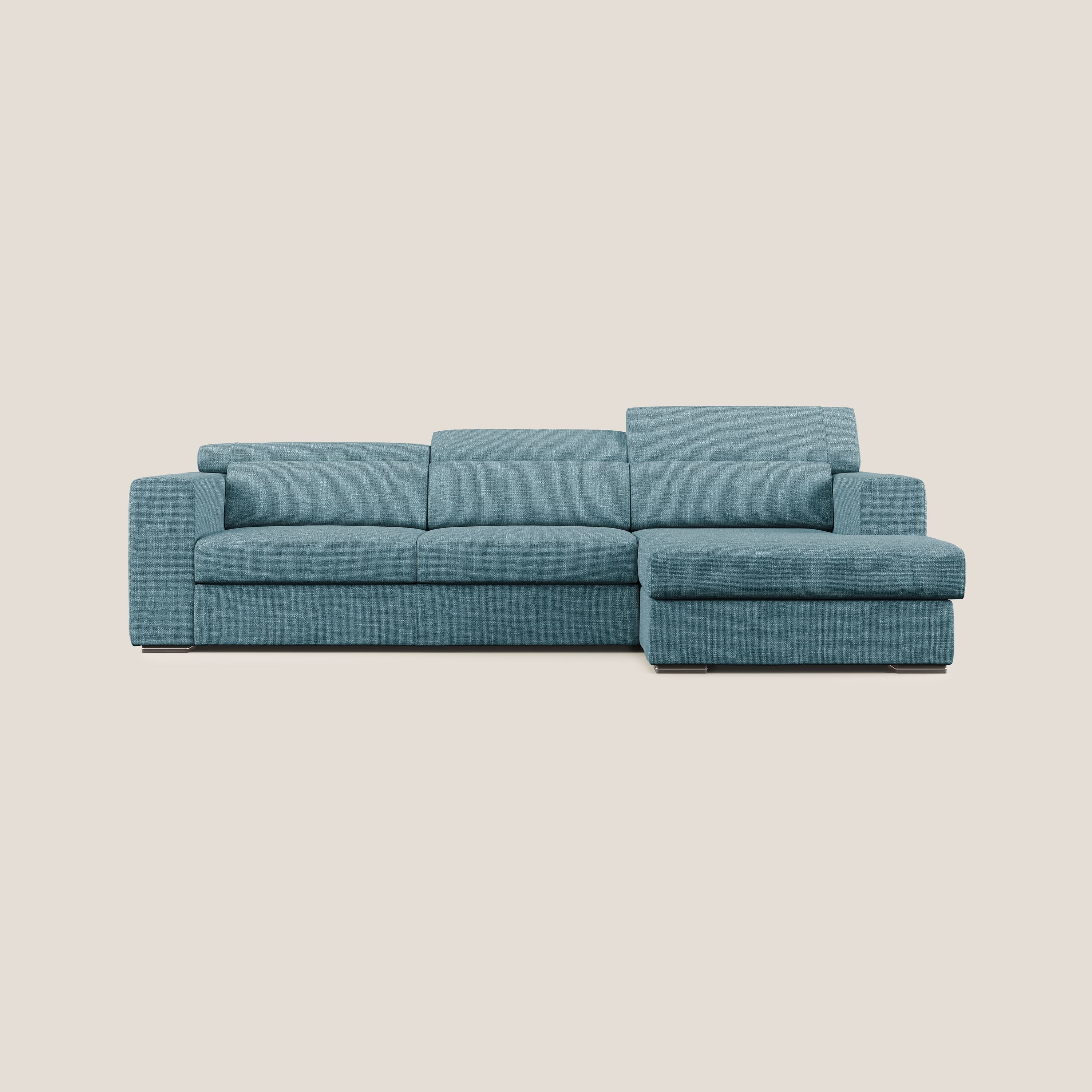Vegas divano angolare con poggiatesta reclinabili in morbido tessuto impermeabile T06 azzurro - divitt.sbs
