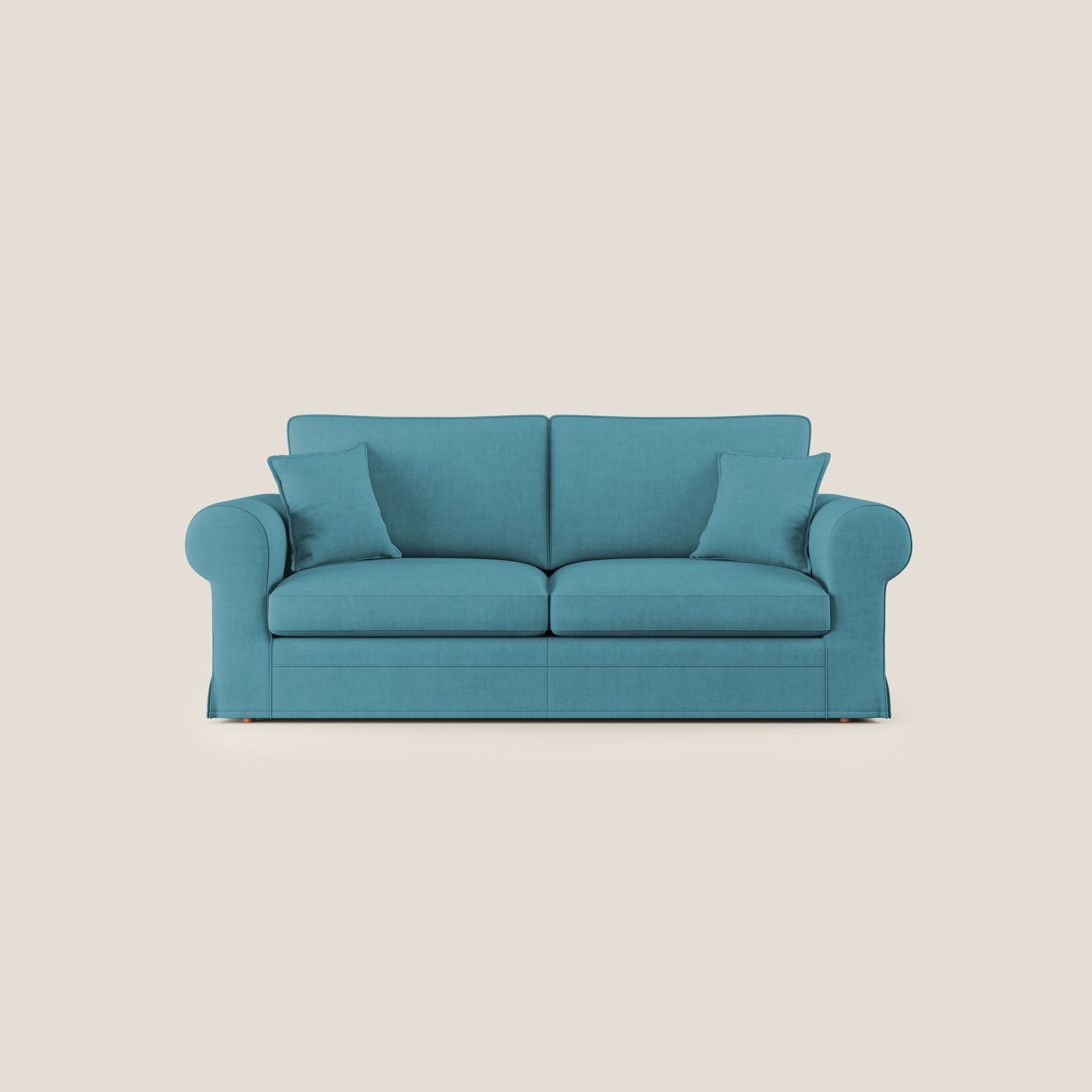 Lady divano classico in piuma d'oca realizzato con tessuto impermeabile T02 azzurro - divitt.sbs