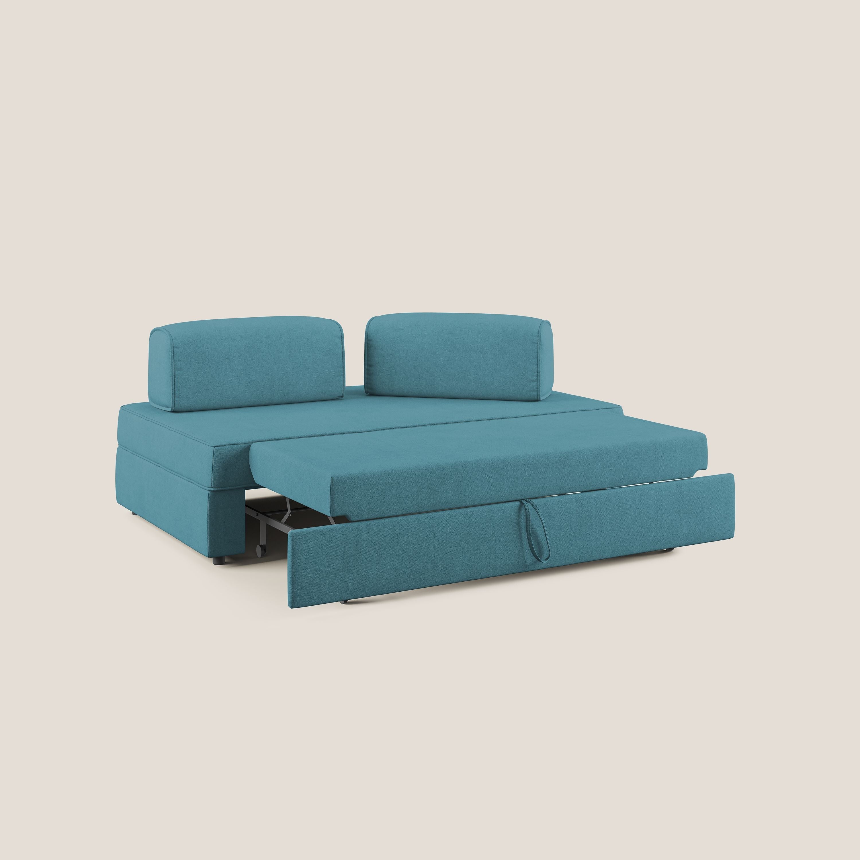Liberty divano con pouf estraibile e schienali movibili in tessuto morbido impermeabile T02 azzurro - divitt.sbs