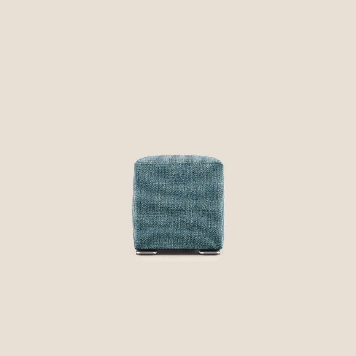 Cube pouf in morbido tessuto impermeabile ad intreccio melangiato T06 azzurro - divitt.sbs