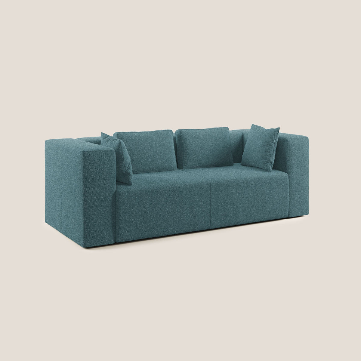 Nettuno divano moderno componibile in morbido tessuto bouclè T07 azzurro - divitt.sbs