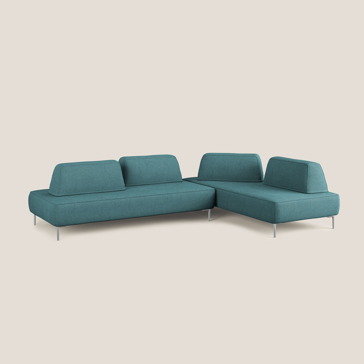 Newton divano angolare modulare con schienali movibili T07 azzurro - divitt.sbs