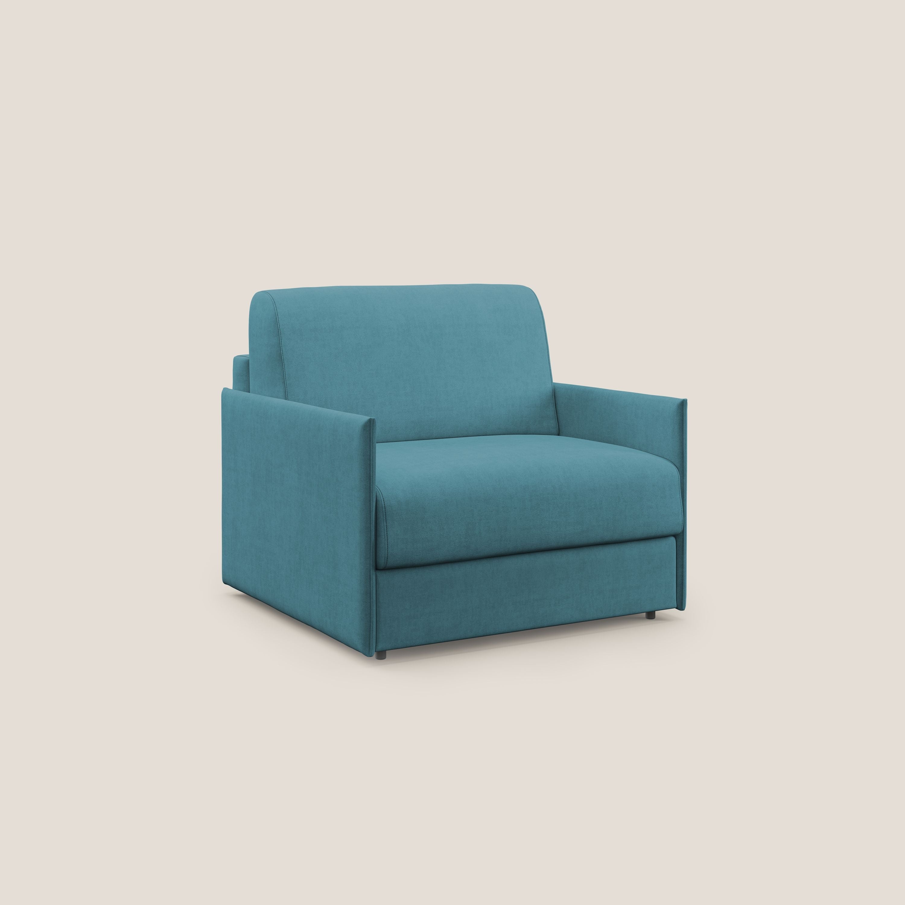 Evans poltrona letto in morbido tessuto impermeabile T02 azzurro - divitt.sbs