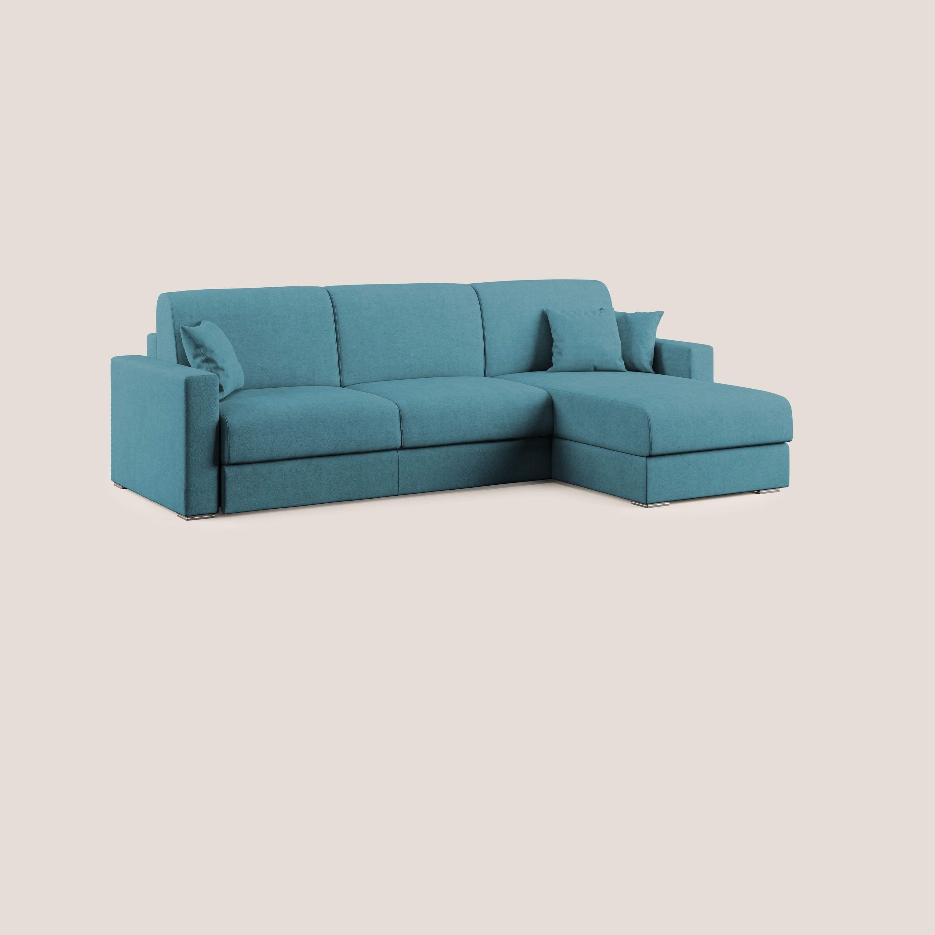 Best Divano letto angolare in tessuto impermeabile T02 azzurro - divitt.sbs