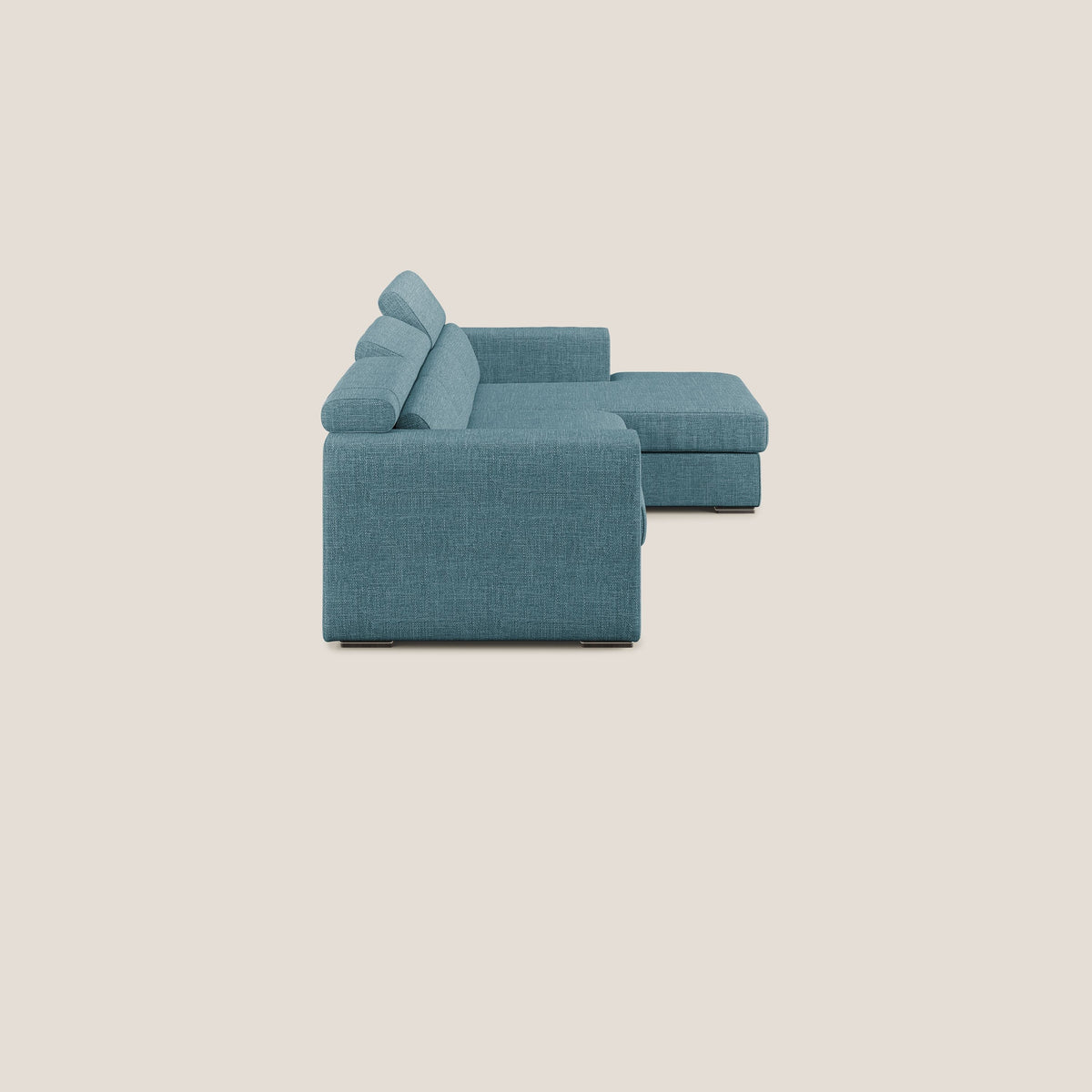 Vegas divano angolare con poggiatesta reclinabili in morbido tessuto impermeabile T06 azzurro - divitt.sbs