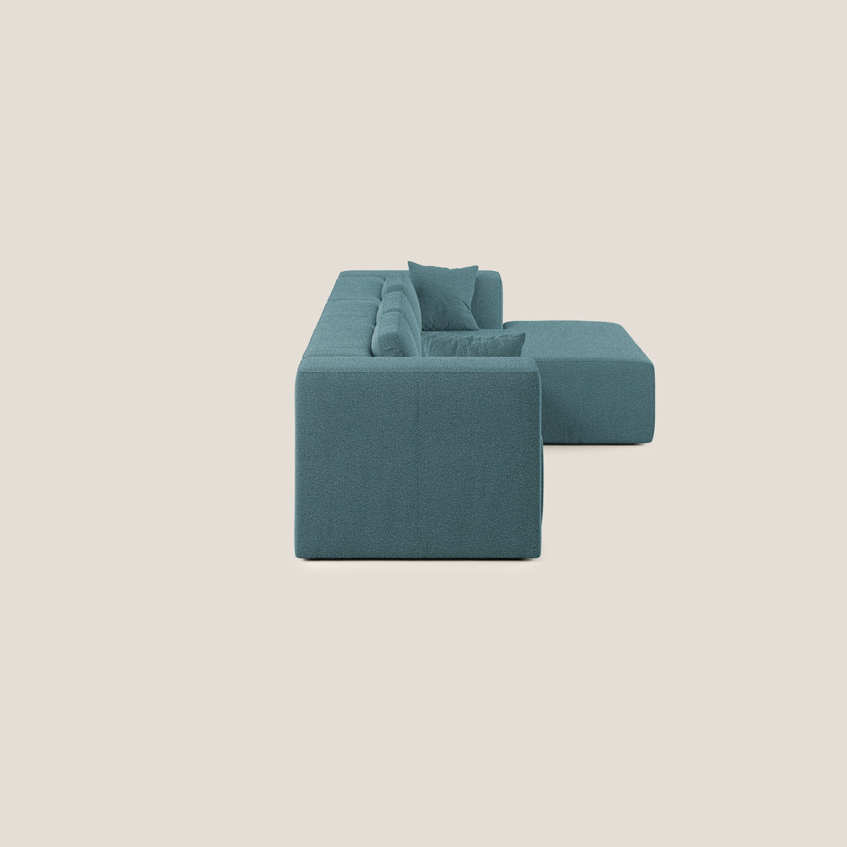 Nettuno divano angolare componibile in morbido tessuto bouclè T07 azzurro - divitt.sbs