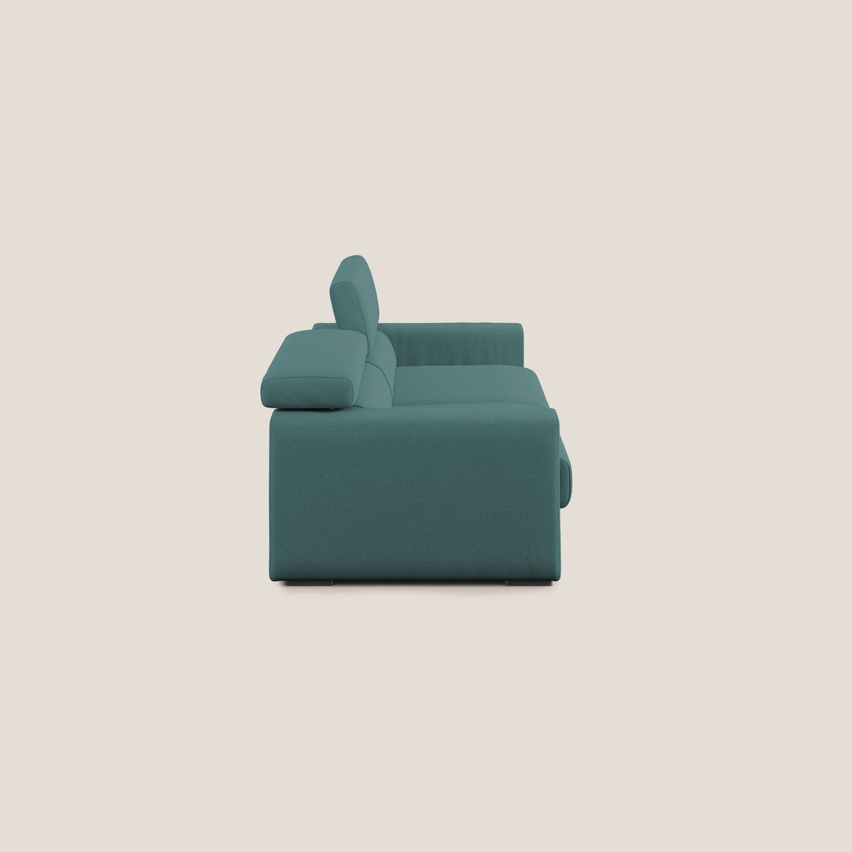 Dylan divano allungabile con pouf estraibile poggiapiedi in tessuto fiammato simil cotone impermeabile T19 petrolio - divitt.sbs