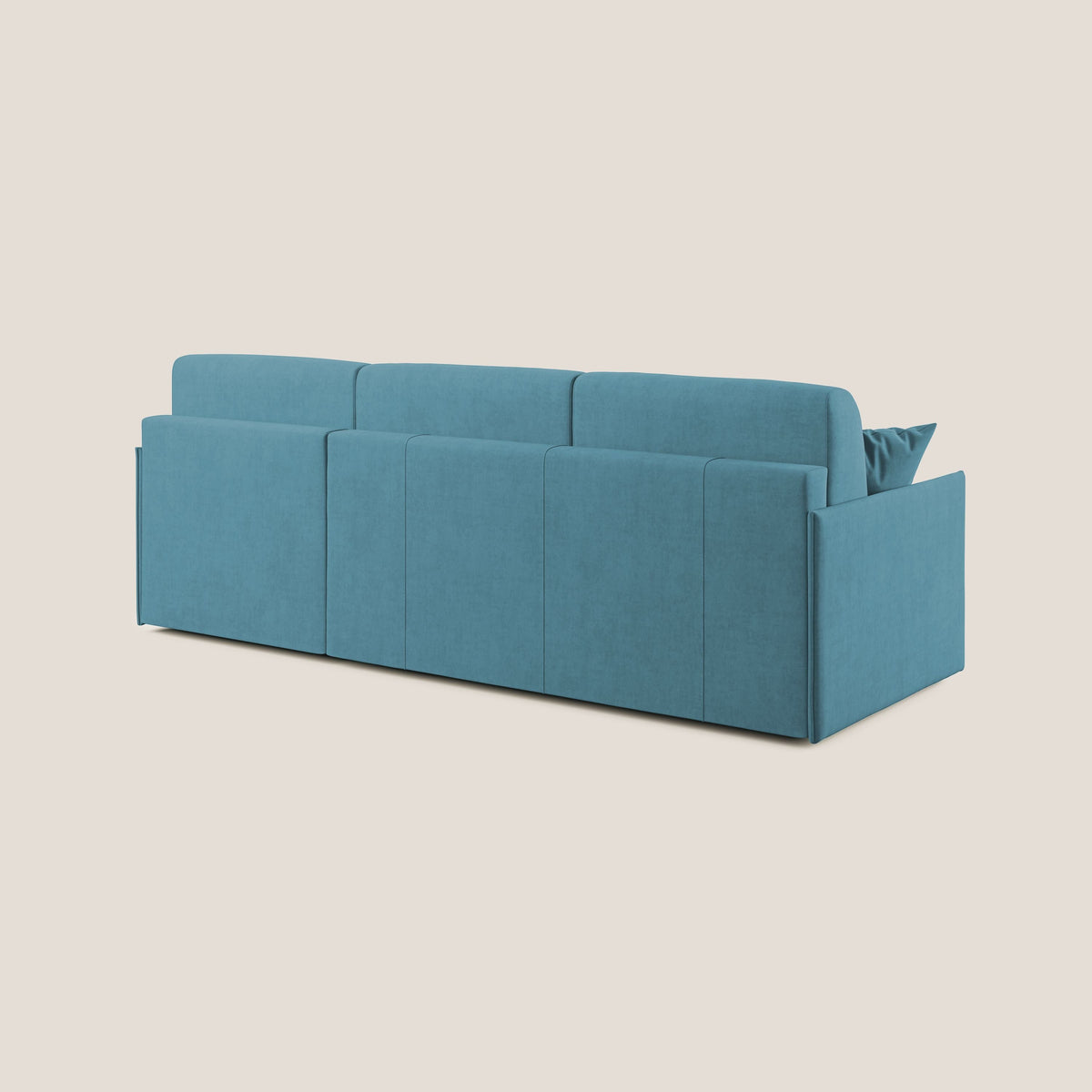 Evans Divano letto angolare con penisola in morbido tessuto impermeabile T02 azzurro - divitt.sbs