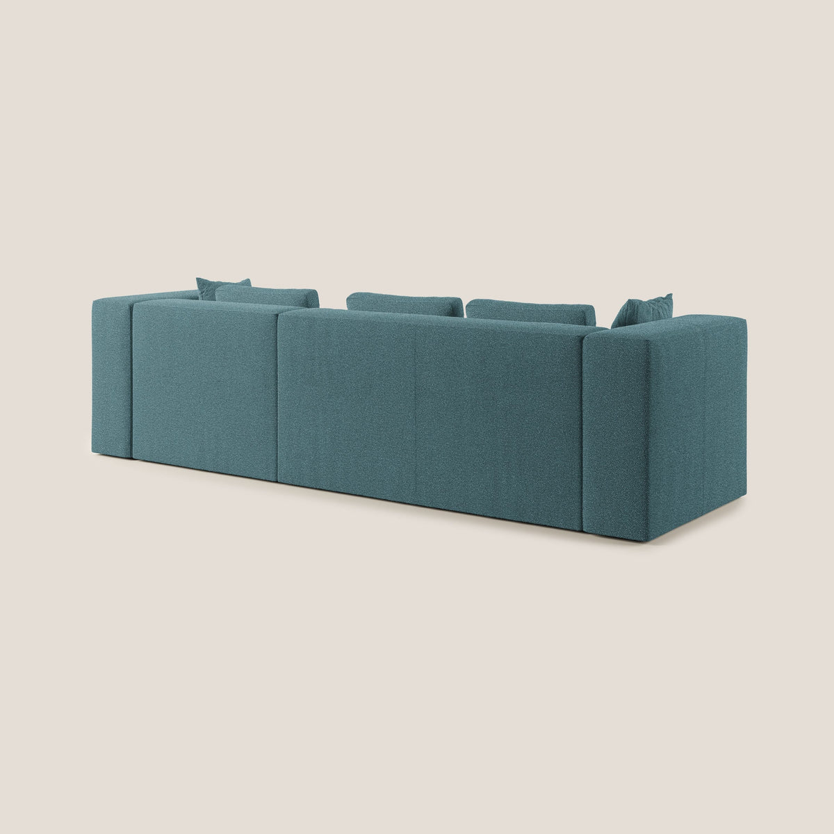 Nettuno divano angolare componibile in morbido tessuto bouclè T07 azzurro - divitt.sbs
