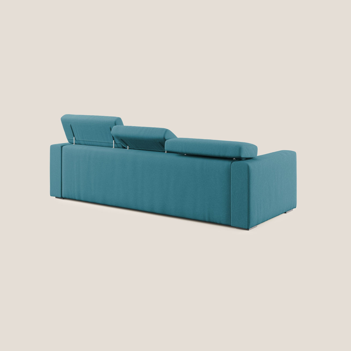 Dylan divano angolare con pouf estraibile poggiapiedi in tessuto simil cotone impermeabile T13 azzurro - divitt.sbs