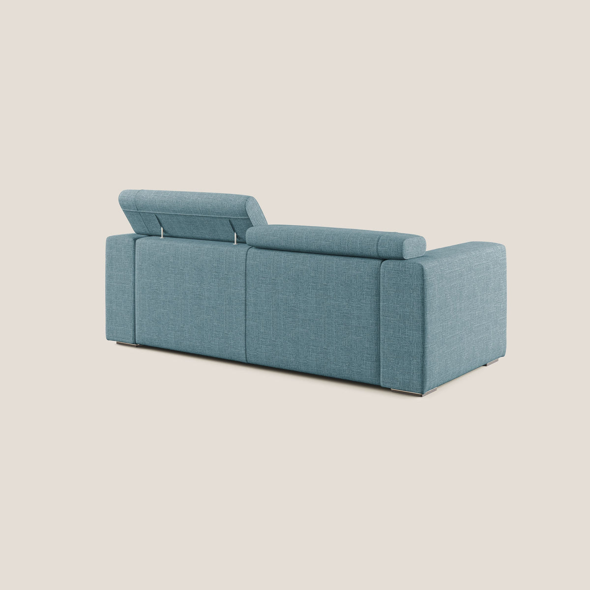 Vegas divano con poggiatesta reclinabili in morbido tessuto impermeabile T06 azzurro - divitt.sbs