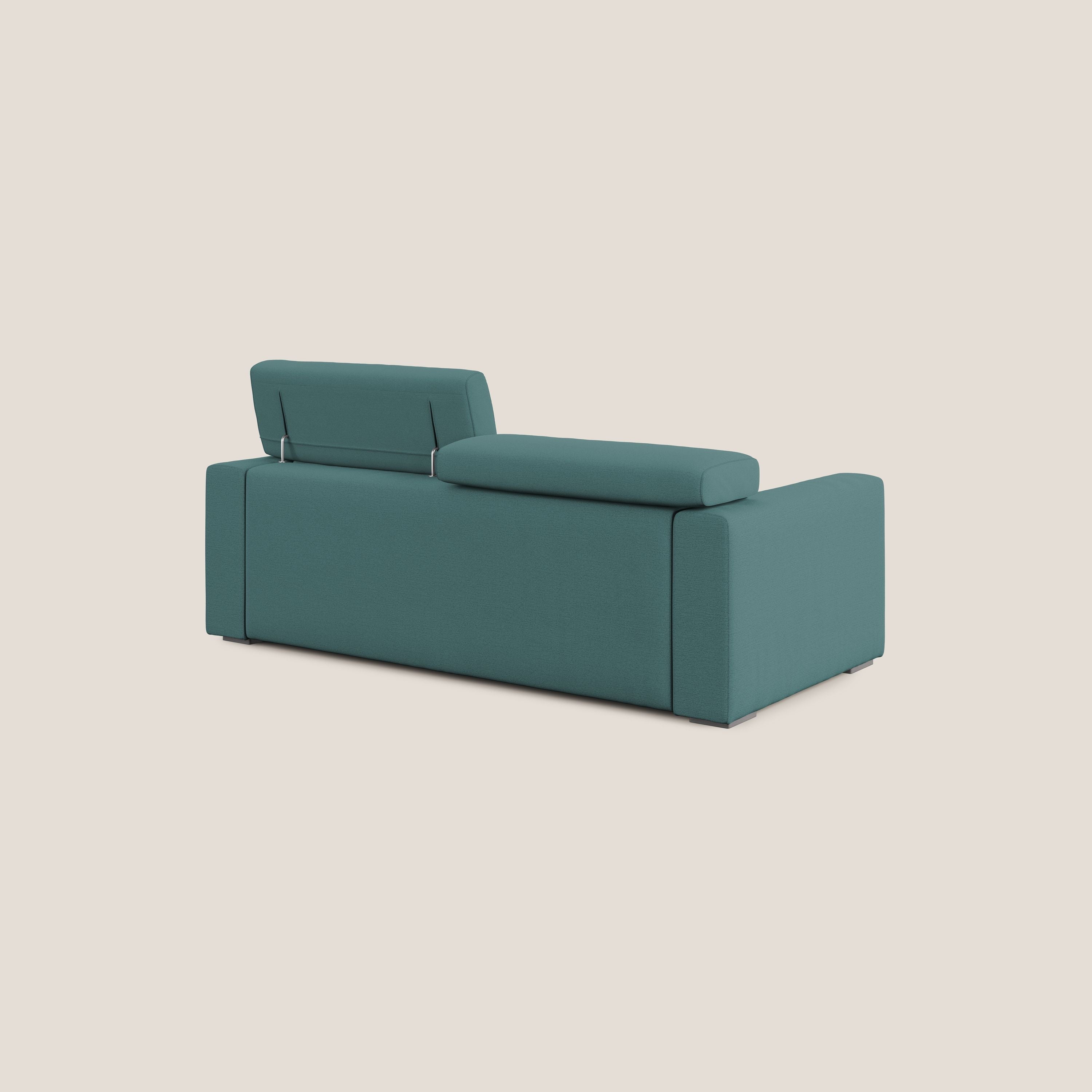 Dylan divano allungabile con pouf estraibile poggiapiedi in tessuto fiammato simil cotone impermeabile T19 petrolio - divitt.sbs