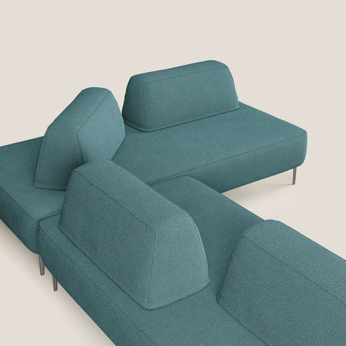 Newton divano angolare modulare con schienali movibili T07 azzurro - divitt.sbs