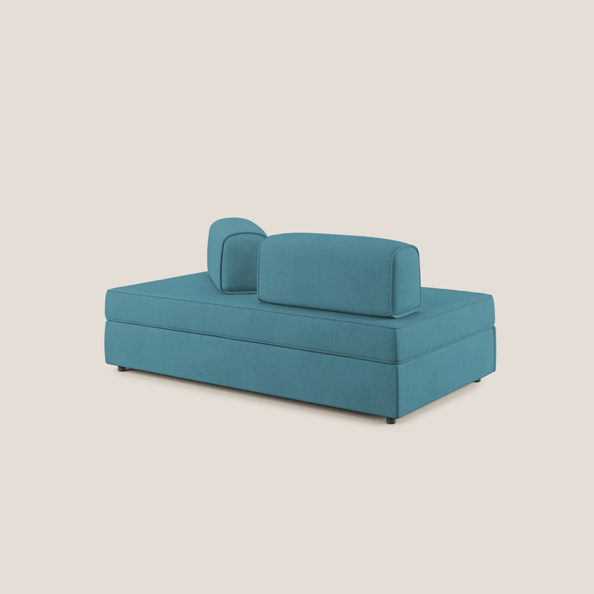 Liberty divano con pouf estraibile e schienali movibili in tessuto morbido impermeabile T02 azzurro - divitt.sbs