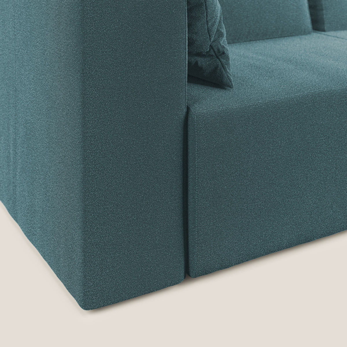 Nettuno divano angolare componibile in morbido tessuto bouclè T07 azzurro - divitt.sbs