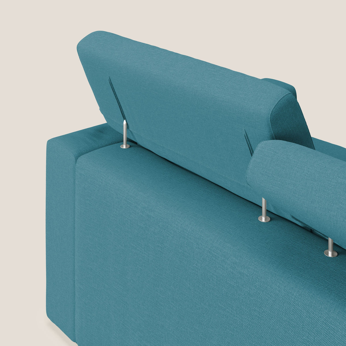 Dylan divano a 3 sedute con pouf estraibile poggiapiedi in tessuto simil cotone impermeabile T13 azzurro - divitt.sbs