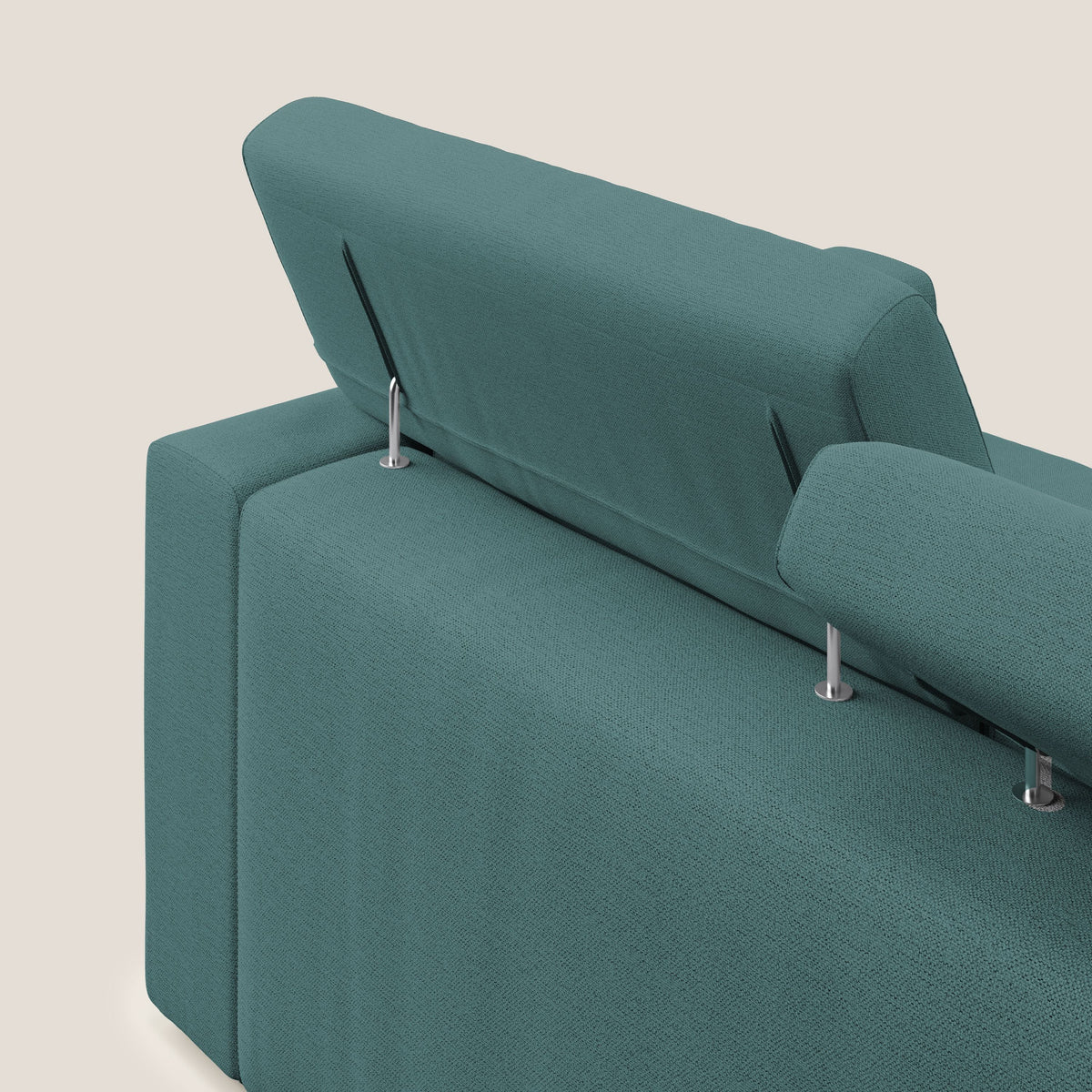 Dylan divano a 3 sedute con pouf estraibile poggiapiedi in tessuto fiammato simil cotone impermeabile T19 petrolio - divitt.sbs