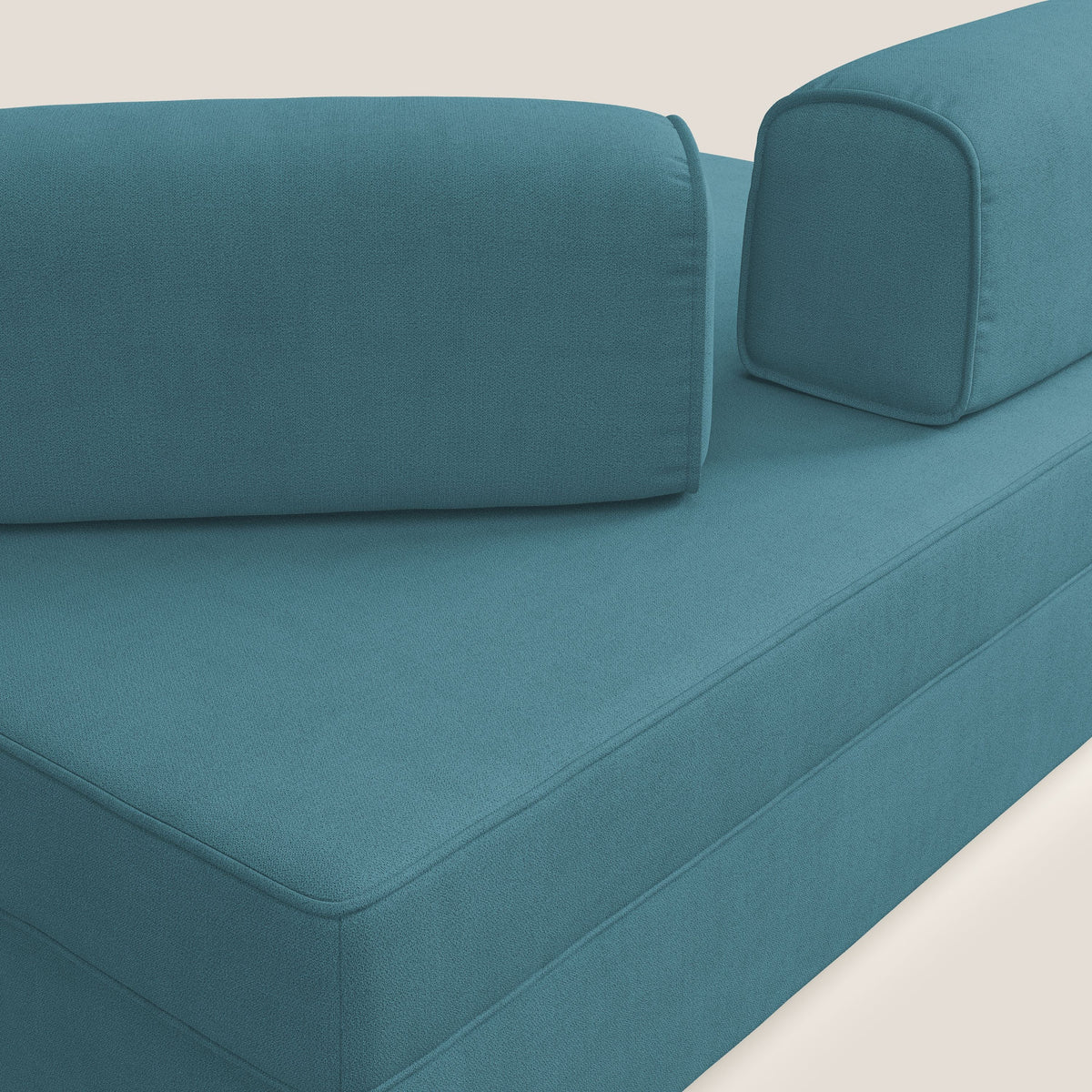 Liberty divano con pouf estraibile e schienali movibili in tessuto morbido impermeabile T02 azzurro - divitt.sbs