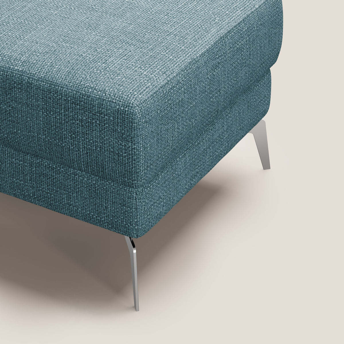 Star Pouf con piedini alti in tessuto impermeabile morbido intreccio T06 azzurro - divitt.sbs