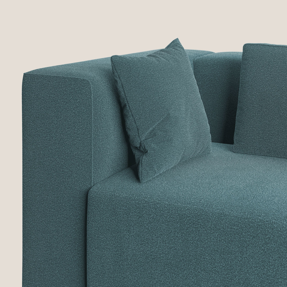 Nettuno divano moderno componibile in morbido tessuto bouclè T07 azzurro - divitt.sbs