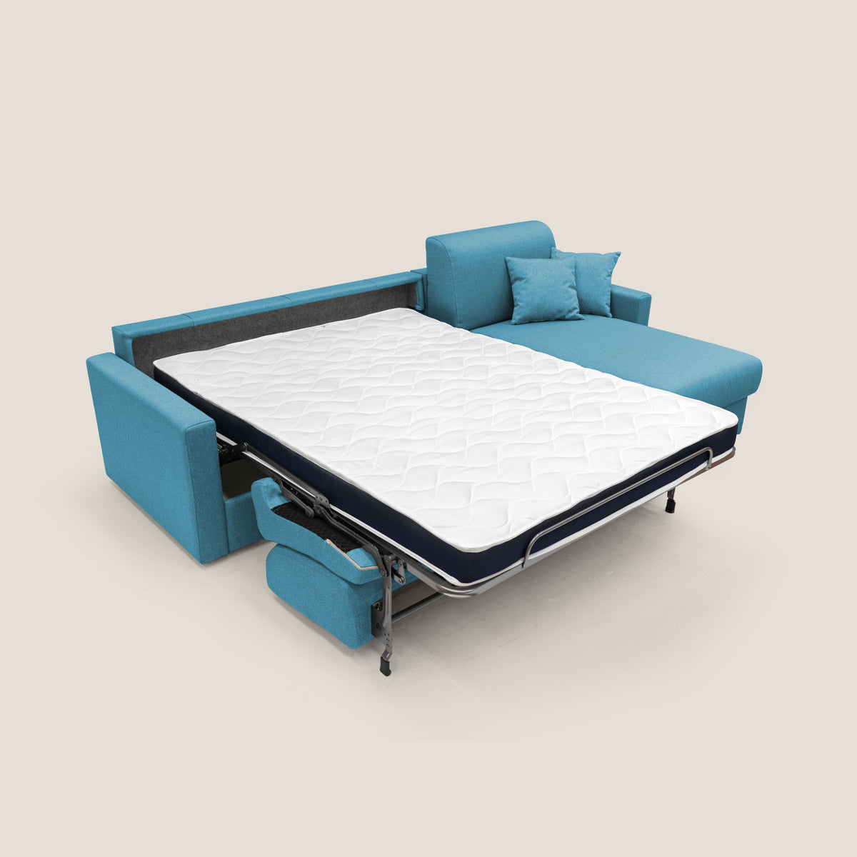 Chris Divano letto angolare 5 posti in tessuto impermeabile T13 azzurro - divitt.sbs