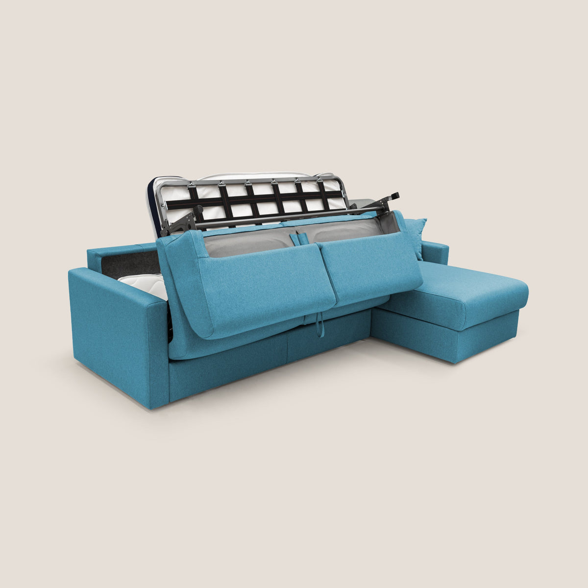 Chris Divano letto angolare 5 posti in tessuto impermeabile T13 azzurro - divitt.sbs