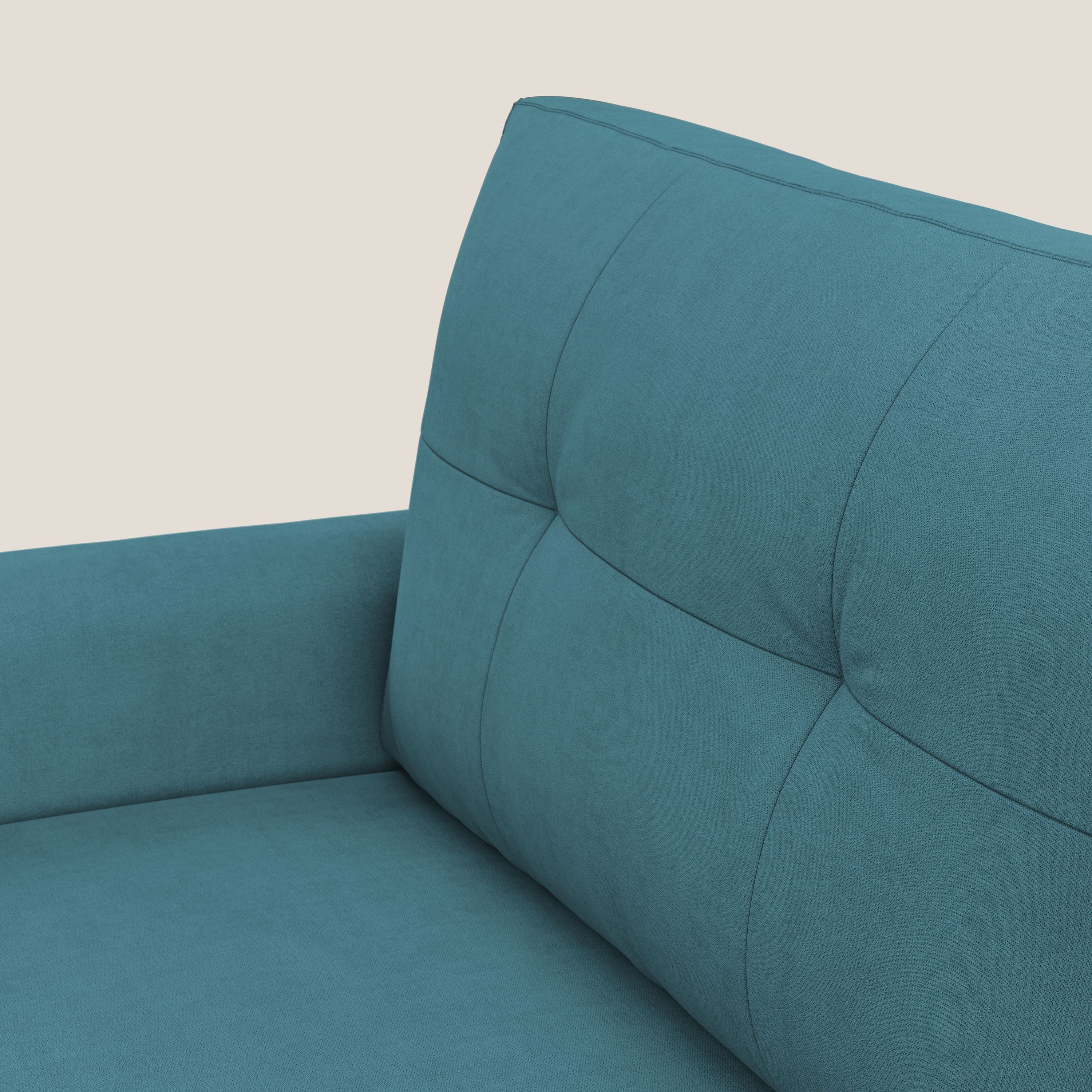 Callisto Divano letto angolare con penisola in tessuto morbido impermeabile T02 azzurro - divitt.sbs
